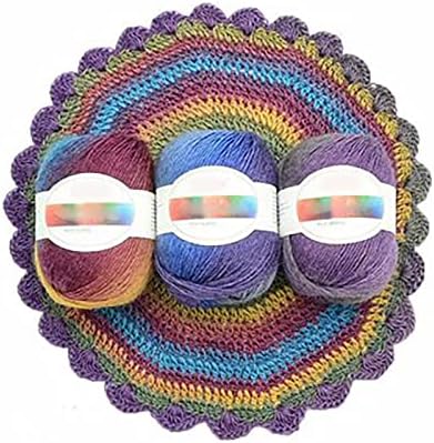 Fio de tricô tingido Rainbow Wool Thread Handmade de crochê diy chapéu de xale de lã de lã de lã de lã DIY DIY DIY