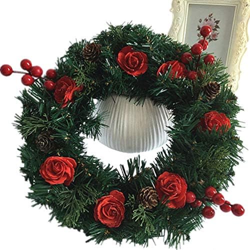 Cabilock Home Decor 30cm Christmas Creaths Wreaths Rings Pine agulha Berry Candle Rings Christmas Recife Garland para Votivas