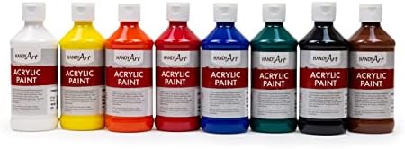 Arte prática 8 cor - 8 oz de tinta colorida primária de acrílico, variado