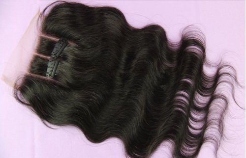 Hair Dajun 7a A Virgem Europeia Remy Cabelo Humano Lace Fechamento com Pacotes de 3 Peças Onda Corporal Cores Naturais