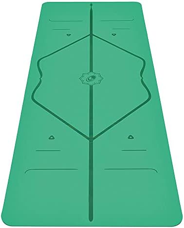 Pacote de pacote de tapetes de ioga e viagem LifeMeme-Sistema de alinhamento patenteado, Eco-amigável, que não é um guerreiro, biodegradável, feito com borracha natural, grossa, resistente ao suor, confortável-verde/verde