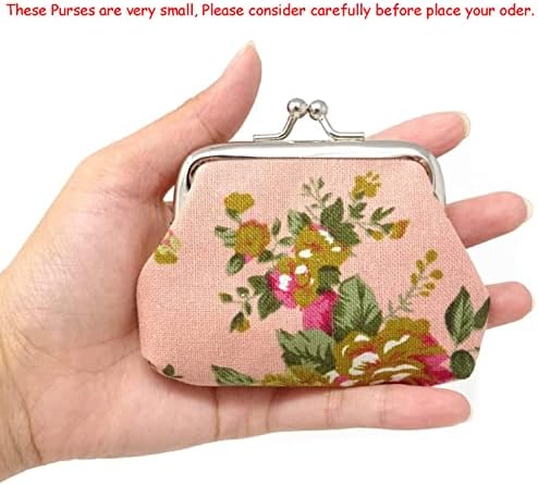 Miao Jin 8pcs Pequena bolsa de moeda floral bolsa de presente com fecho bloqueio de bloqueio de alteração bolsa mini moeda carteira