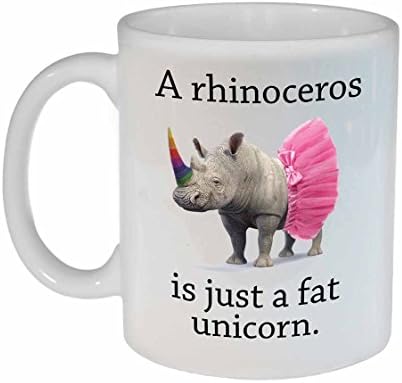 Os neurônios não incluídos em caneca de café ou chá de unicórnio - um rinoceronte é apenas um unicórnio gordo - xícara de café