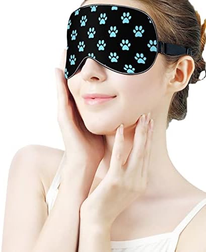 Blue Paws Pattern Pattern Sleep máscara de olho macio tampa de olho de olhos com cinta ajustável Eyeshade de viagem Nap para homens