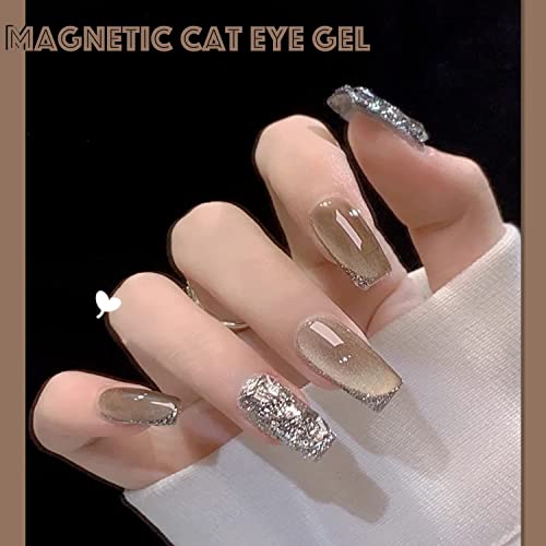 Ahamiou Crystal Cat Cat Eye Gel Polishon Kits Magnetic Polishet Set Gatos Holográfico Olhos Gel Gel Gel Glitter Shiny