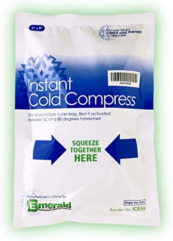 Emerald Instant Fria Compress Pack, requisito de kit de primeiros socorros, duradouro, sem congelamento necessário, pacote de 6 pacotes - pequeno