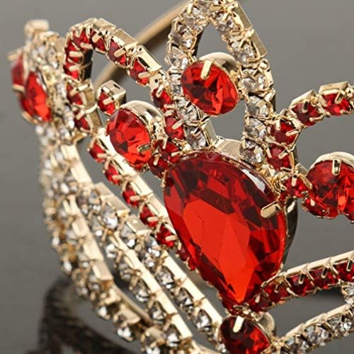Frcolor Tiara Crown, Bridal Crystal Rhinestone Crown Queen Pageant Crowns Princess Crown Gold Red