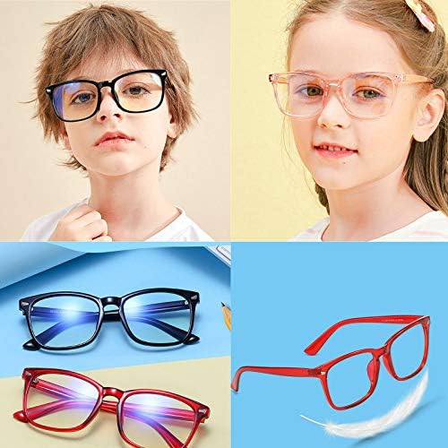 Willochra Kids Blue Light Blocking Glasses, TR90 Computer Gaming TV óculos para meninos meninas de 3 a 15 anos Anti-brilho