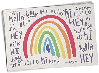 Sobre os cartões postais do arco -íris - 48 Hello Postcards - Cartões postais do Rainbow para crianças, professores e amigos