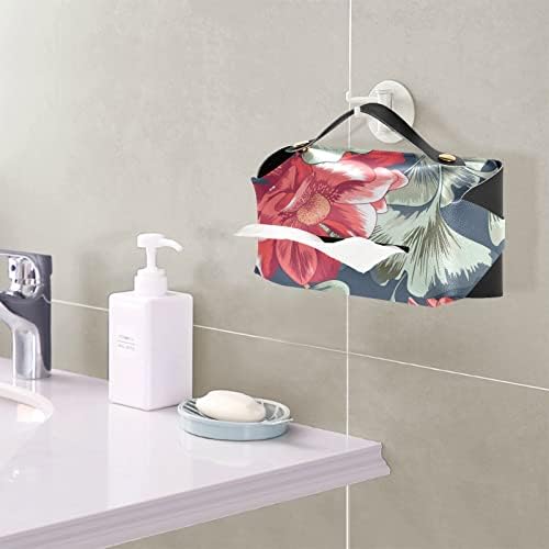 Caixa de tecido de folhas de flores aquarela Caixa de tecidos Retangular Caixa de lenço de lenço de papel com alça Distribuidor de tecidos faciais para acessórios de banheiro Home Badroom Car Office