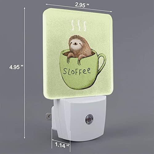 JSPTOMTT Cute Sloth Night Light for Kids Conecte -se à parede LED Nightlight com crepúsculo para Dawn Sensor Compact Lâmpada quarto banheiro banheiro