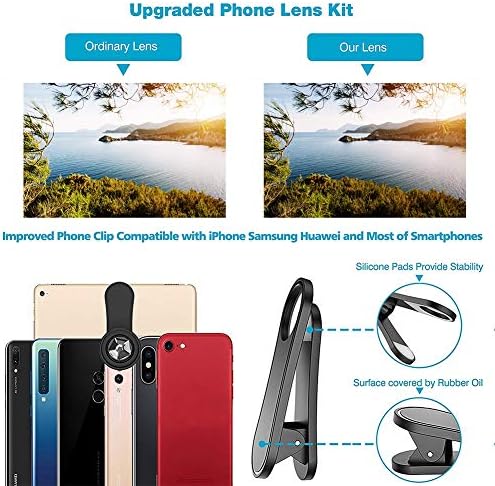 Kit de lente da câmera do telefone, kit de 11 lentes de 11 em 1, para iOS/para samsung/para a Sony e outros smartphones, clipe