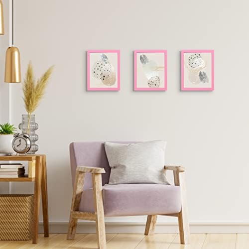 Wyooxoo 8x10 Frames de imagens Conjunto de 2, molduras de foto de madeira maciça rosa moldura colorida com plexiglasse
