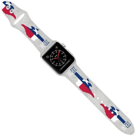 Mapa da bandeira do Texas Original Impressed Picterd Apple Watch - Banda de Silicone Apple Watch, suave e durável, fácil de instalar bandas de smartwatch amplamente compatíveis com Apple Watch SE e série 7 6 5 4 3 2 1
