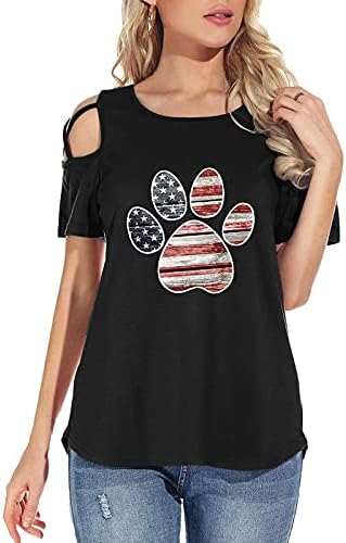 Camisas patrióticas para mulheres bandeiras americanas camisetas de verão tops casuais camisetas de manga curta