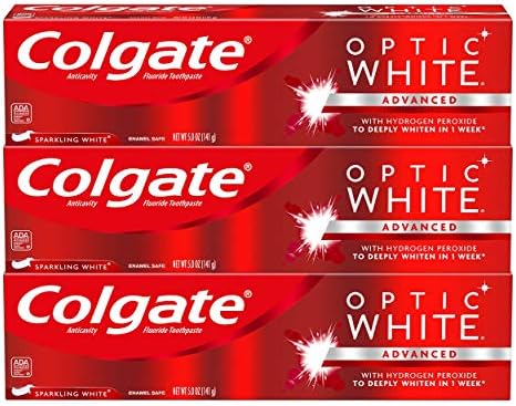 Creme dental de clareamento branco óptico Colgate, branco espumante - 5 onças