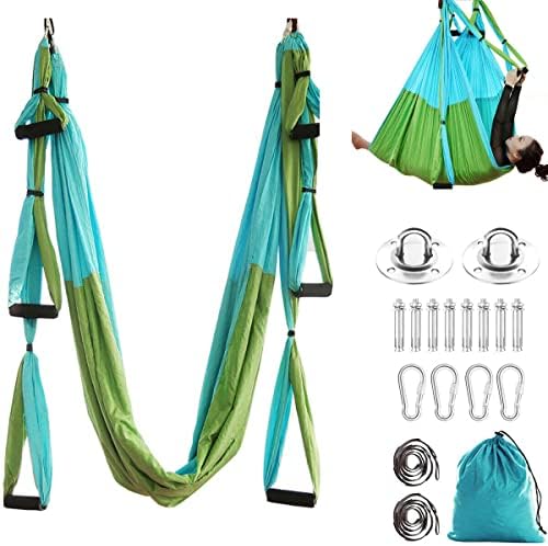 Conjunto de balanço voador de ioga aérea, extensão ultra forte de hammock de ioga, teto antigravity pendurado em exercícios de inversão de estilinagem de ioga