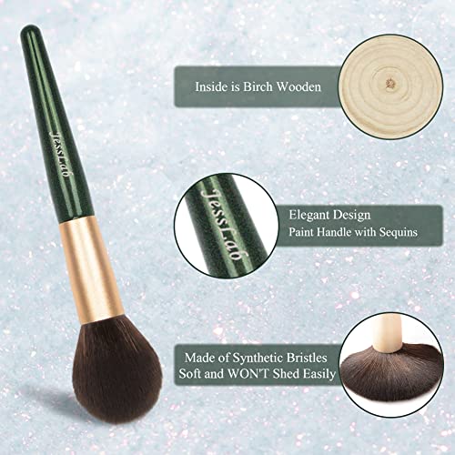 Pincel de blush jesslab, alça de madeira Pro Bush Bush Makeup Face Brush Check Color Brush para Blush Bronzer, cerdas sintéticas