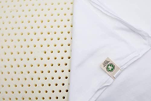 Travesseiro de látex totalmente natural Organictextiles com cobertura de algodão orgânica, tamanho queen, empresa média, certificada, ajuda