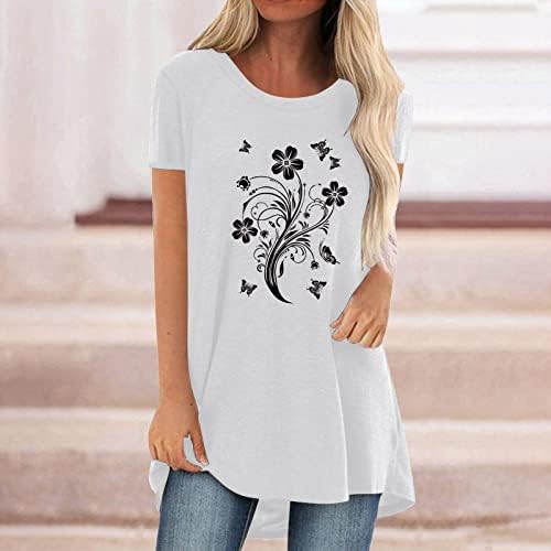 CGGMVCG Tops de verão fofos para feminino de verão Round Round Fashion Moda de manga curta camiseta de verão Top Summer para mulheres