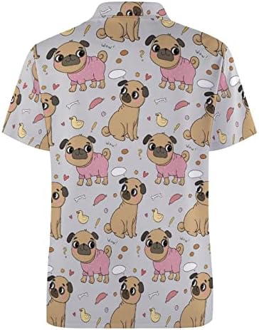 Baikutouan desenho animado fofo pug alegre cão engraçado masculino masculino polo-shirts de manga curta camisetas de