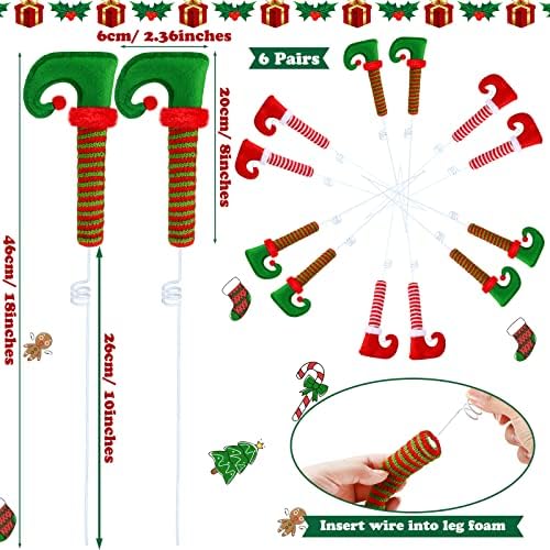 6 pares de 18 polegadas de natal elfas de elfo ornamentos de árvore de elfo as pernas elfos decorações de topper