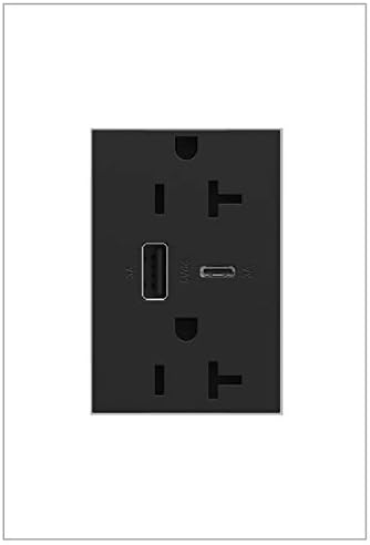 Legrand Adorne Dual-USB, 20A, carga ultra-rápida, 6 amp, tipo A/C, USB, saída híbrida