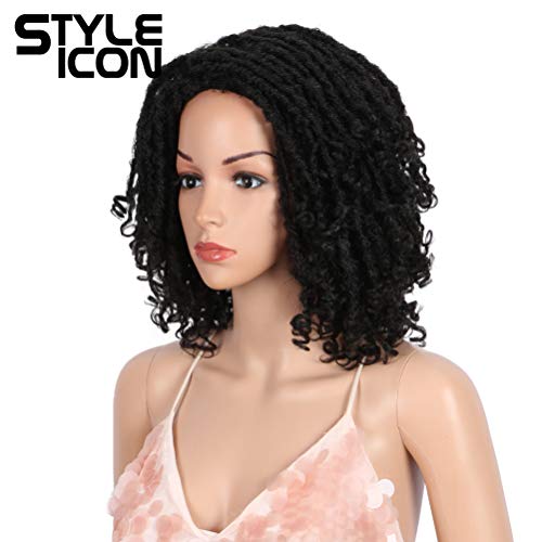 Ícone de estilo dreadlock curto peruca faux locs perucas para mulheres negras curtas perucas sintéticas curtas