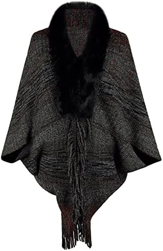 Casaco de inverno feminino retro quente manto contraste colorido colar jaquel jaleque de xale de colar