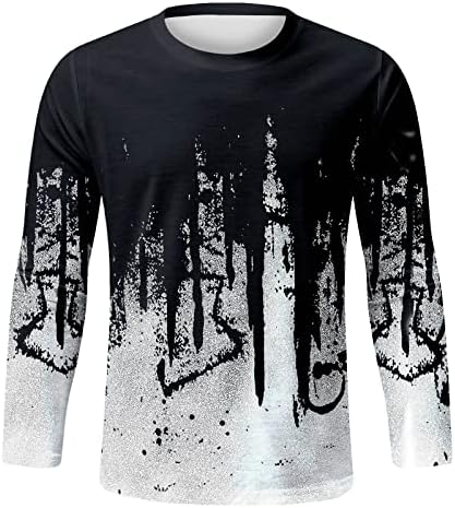 Moda de moda masculina esportes retro fitness ao ar livre 3D Digital Tam camiseta longa tops atléticos para homens de manga