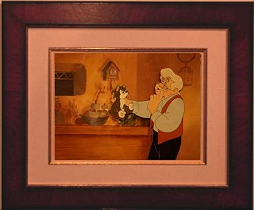 GEPETTO E Figaro - Pinocchio Vintage Courvoisier emoldurou a produção Cel - Walt Disney