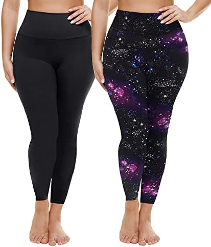 TNNZEET 2 PACK PLUS TAMANHO LEGGINGS PARA MULHERES, LEGLES DE VENDO DE VERAGEM BLATA DE CAIS HIGH