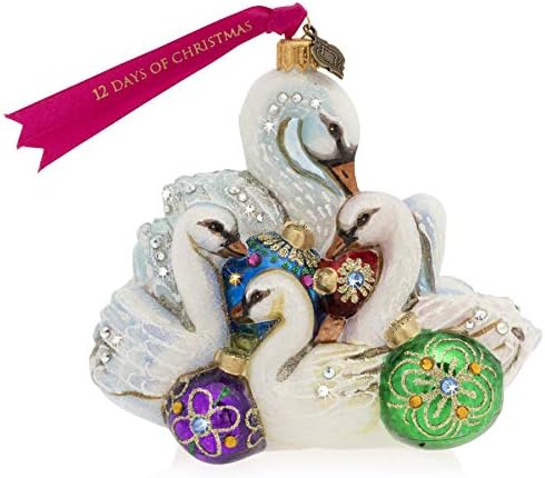 Jay Strongwater Seven Swans of Swimming Glass Ornament