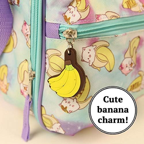 Bananya Lanch Box for Girls com alça de ombro ajustável, compartimentos duplos e zíper de banana Pull - lancheira