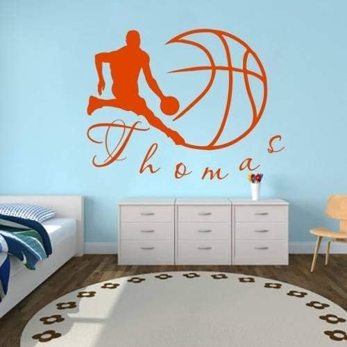Decalques de parede esportes jogadores de basquete de bola time monograma boy nome personalizado baby qualquer quarto ginástica decalque