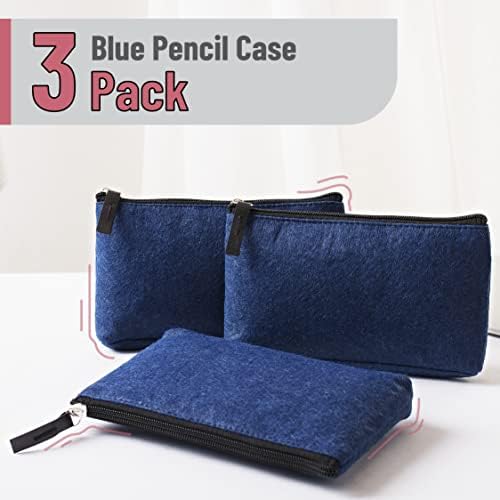 Sr. capa de caneta, 3 pacote, azul, estojo de lápis de feltro, bolsa de lápis, estojo de lápis de feltro, bolsa de feltro pequena,
