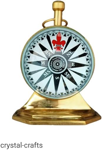 Relógio de mesa de latão náutica de cristal, relógio de bronze duplo