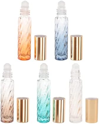 Curiosamente 5pcs 4ml Roll em garrafas garrafas vazias de vidro transparente com bola de rolo para aromaterapia de perfume de óleos essenciais