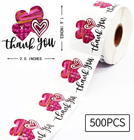 Littlefa Cute Pink Heart Shaped Thank You Small Business Adesers, Agradecemos, adesivos, adesivos de padarias, adesivos feitos à mão, adesivos para pequenas empresas, adesivos de envelopes, sacos de presente embalando 500 pcs
