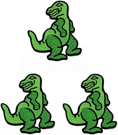 Kleenplus 3pcs. Desenho animado crianças crianças verdes de dinossauros verdes em remendos atividades de logotipo bordado vestes