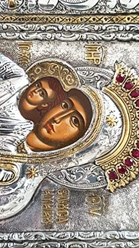 Ícone de prata de jóias de lorren lorren e criança Nossa senhora feita à mão Ícone bizantino Casa Aquecimento Icon Panagia