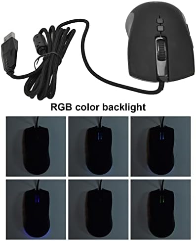 Dyzq Wired Gaming Mouse RGB Backlight 6 Níveis DPI Black 6400DPI Wired Desktop Laptop Mouse