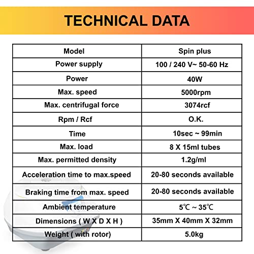 Vision Scientific VS-TC-SPINPLUS-8-T Centrífuga de bancada digital no topo | 400-5000RPM | Display LCD | | Capacidade: 8 x