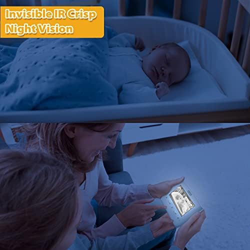 Monitor de bebê com 2 câmeras: 4,3 '' 'Monitor de bebê com câmera e áudio, 2 câmeras HD com PTZ remoto, zoom 2x/4x, conversa bidirecional, luz noturna, VOX MOD