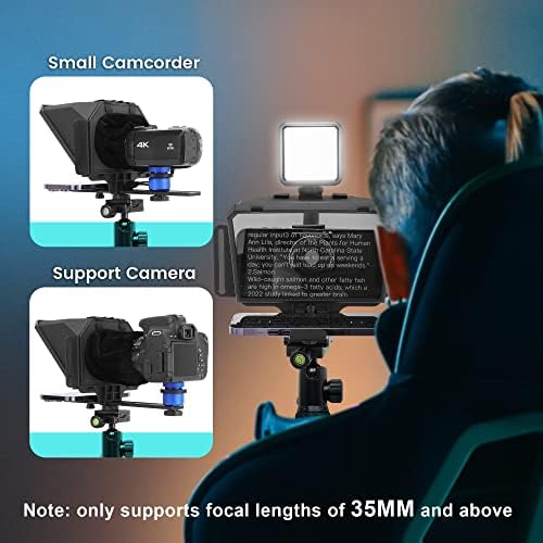 Iloknzi 7,7 polegadas de teleprompter de 7,7 polegadas kit com controle remoto Bluetooth e vidro óptico temperado para smartphone/DSLR/DV CORMcorder, iOS/Android Compatível S-Teleprompter App