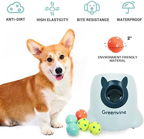 Greenvine Automatic Dog Ball Launcher interativo Trower Ball Bush It Machine para cães com 6 bolas de látex de alta elasticidade