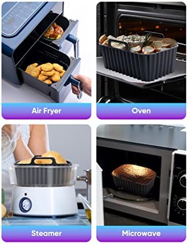 2pcs Air Fryer Silicone Pots para Ninja Foodi Dual Dz201, revestimentos de fritadeiras de ar reutilizáveis ​​extra grossas para