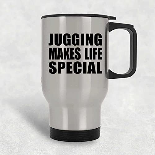 Designsify Jugging torna a vida especial, caneca de viagens de prata 14 oz de aço inoxidável, copo isolado, presentes