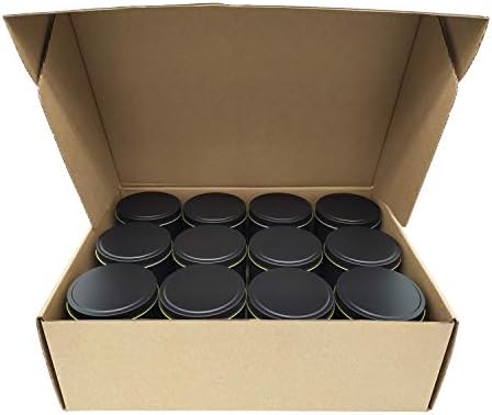 PMCDS2G Candle Tins 24 peças, 8oz para fabricação de velas - preto, suprimentos para fabricação de vela