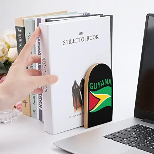 Bandeira de livros de madeira da Guiana Livros de Livros Não Esquagnos Livro Livro Ends finais suporta prateleiras